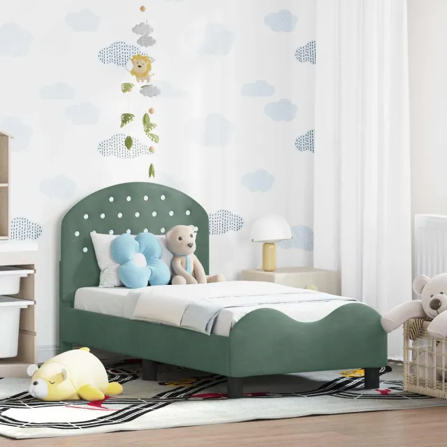 vidaXL Peuterbedframe met hoofdbord Zeegroen 70 x 140 cm Fluweel