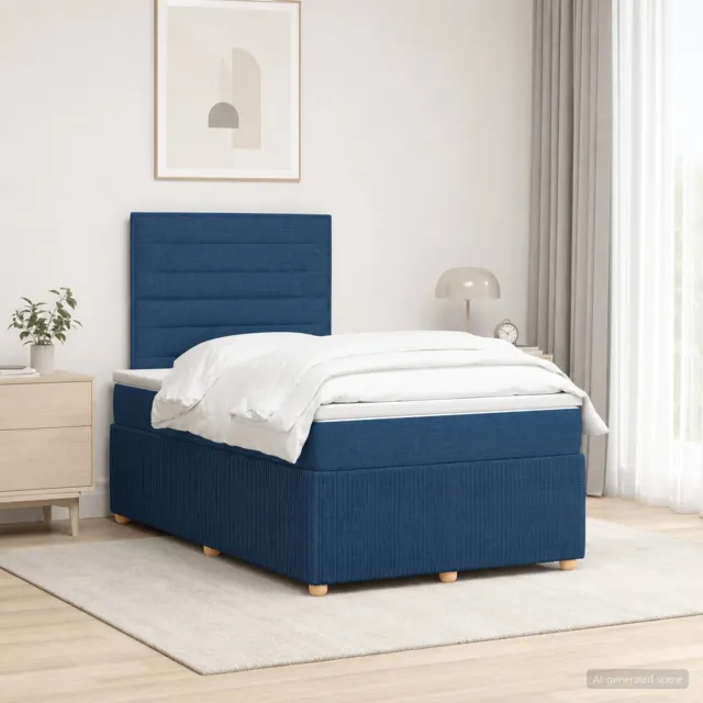 vidaXL Boxspringbed met matras Blauw 120 x 190 cm Stof