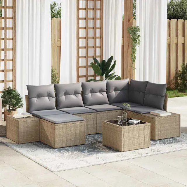 vidaXL Tuin Sofa Set 6 st Beige en Licht Grijs poly rattan, foto 2