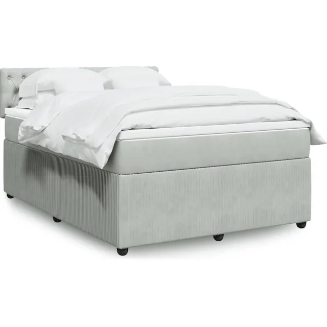 vidaXL Boxspring met matras fluweel lichtgrijs 140x200 cm grijs