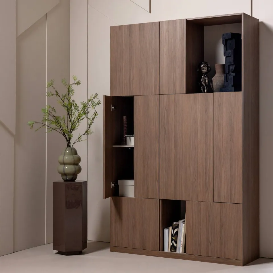 WOOOD Build Smalle Opbergkast - Walnoot Fineer - Bruin - 215x54x41, foto 3