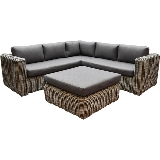 AVH-Collectie Cervo hoek loungeset 4-delig grijs wicker Antraciet