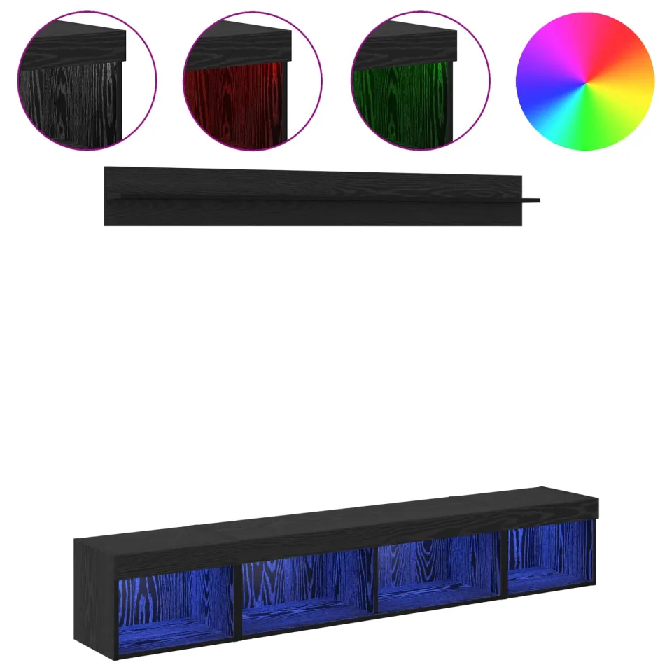 vidaXL TV Wandkast Set 5 st Zwart Eiken Bewerkt hout, foto 4