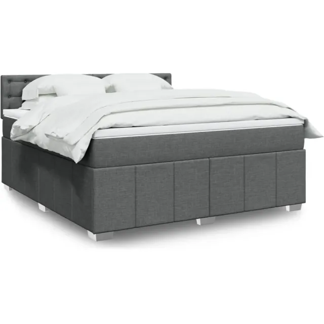 vidaXL Boxspring met matras stof donkergrijs 180x200 cm grijs