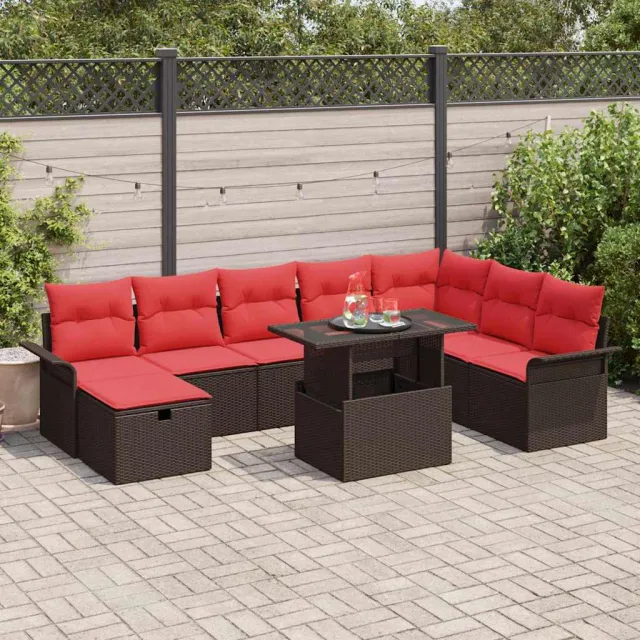 vidaXL Tuinbankenset 9 st Bruin poly rattan