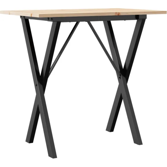 vidaXL Eettafel - X-frame - 80x50x75 - cm - massief - grenenhout - en - staal Bruin
