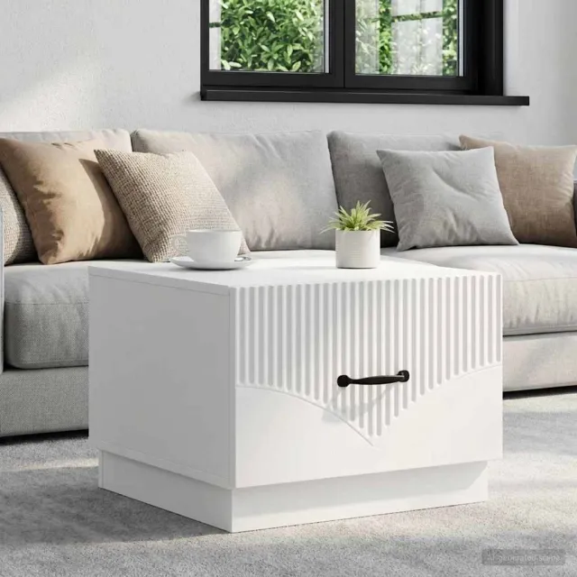 vidaXL Salontafel met lade Wit 49 x 50 x 37 cm Bewerkt hout, foto 2