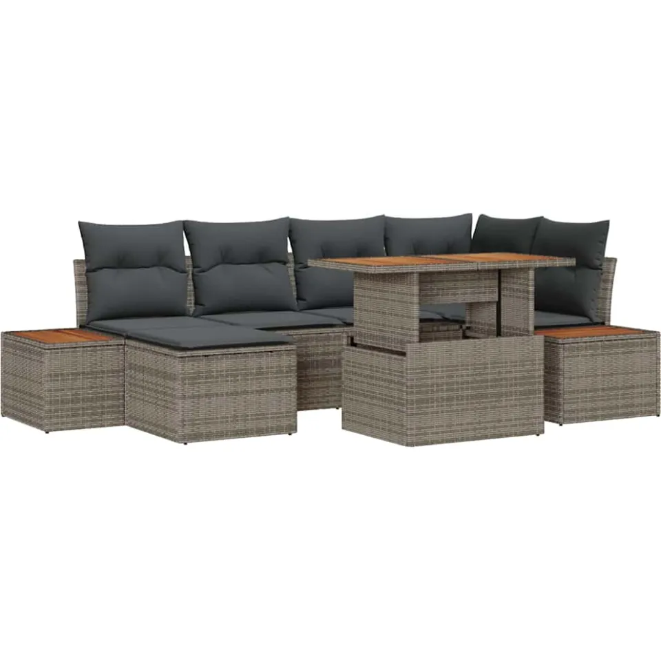 vidaXL Tuin Sofa Set 7 st Grijs Poly riet