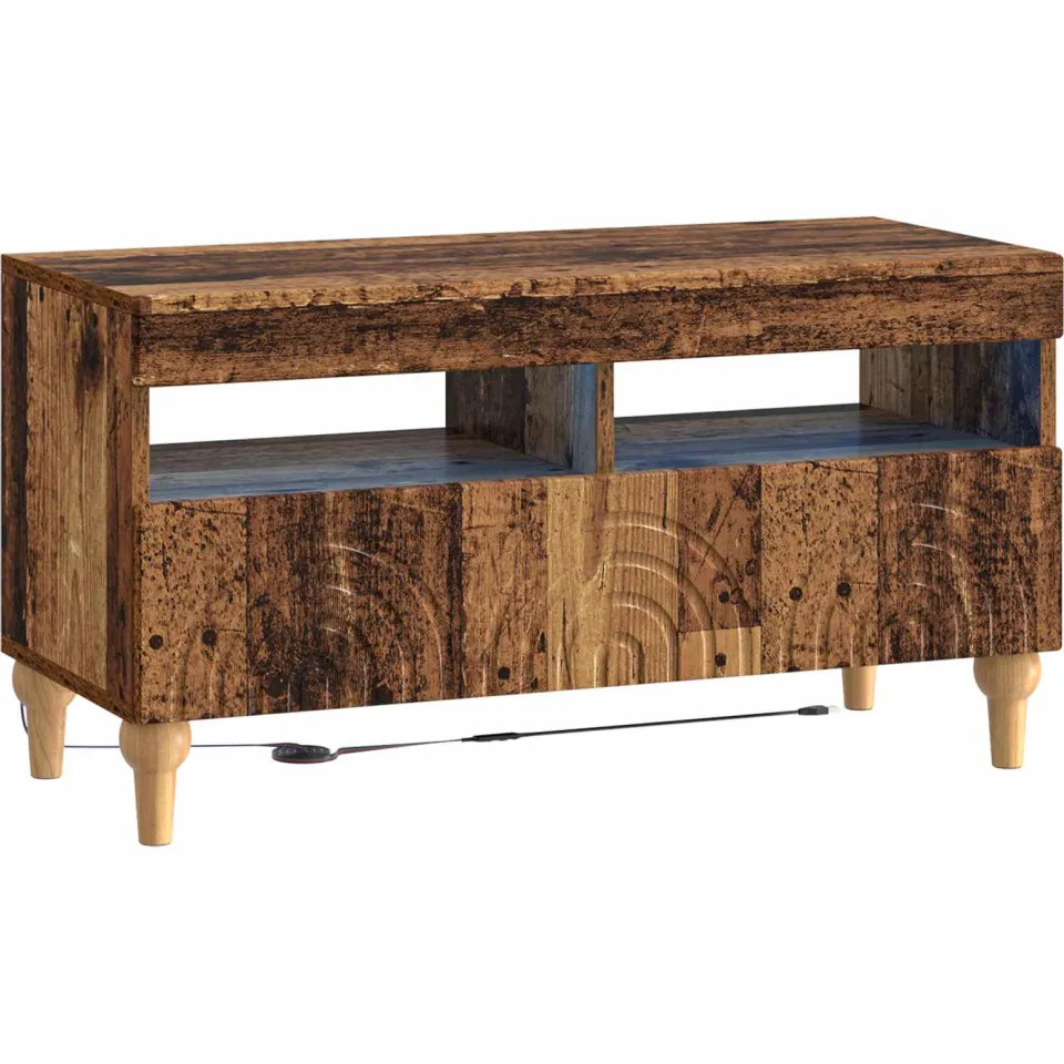 vidaXL LED tv-meubel ALKMAAR 81 x 35 x 43 cm Oud hout Bewerkt hout Bruin