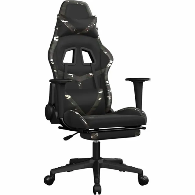 vidaXL Gamestoel - met - voetensteun - kunstleer - zwart - en - camouflage zwart en camouflage