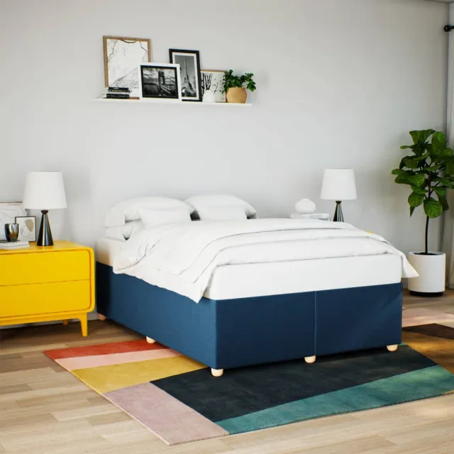 vidaXL Bedframe zonder matras stof blauw 160x200 cm