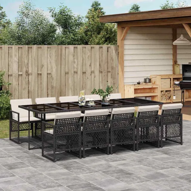 vidaXL 11-delige Tuinset met kussens poly rattan zwart, foto 2