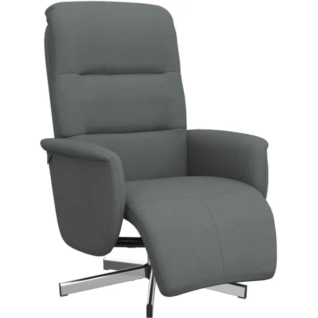 vidaXL Fauteuil - verstelbaar - met - voetensteun - stof - donkergrijs