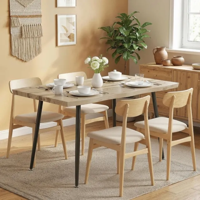 MEUNIQ eettafel 110 x 70 x 75 cm voor 4 personen, rechthoekige keukentafel met 4 cm blad, stalen frame en verstelbare pootjes, Scandinavische look, eiken en zwart Oak