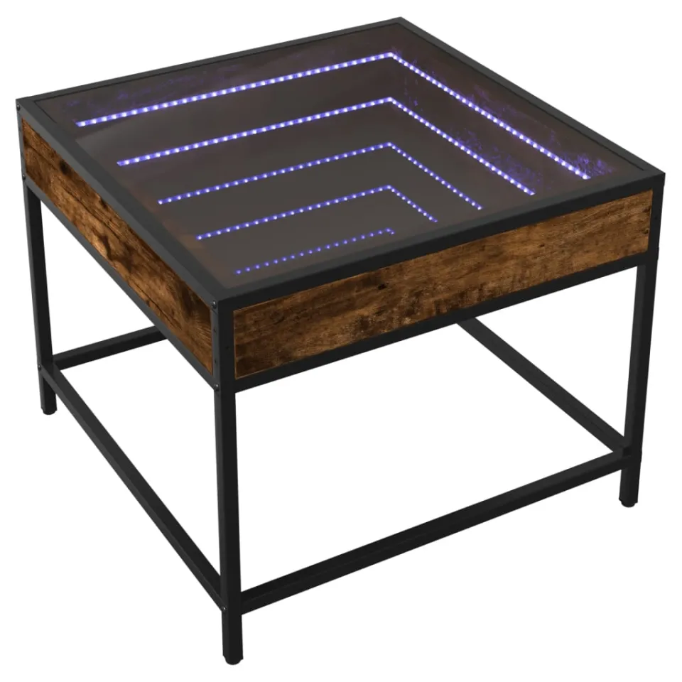 vidaXL Salontafel met Infinity LED 50x50x41 cm gerookt eikenkleurig Bruin