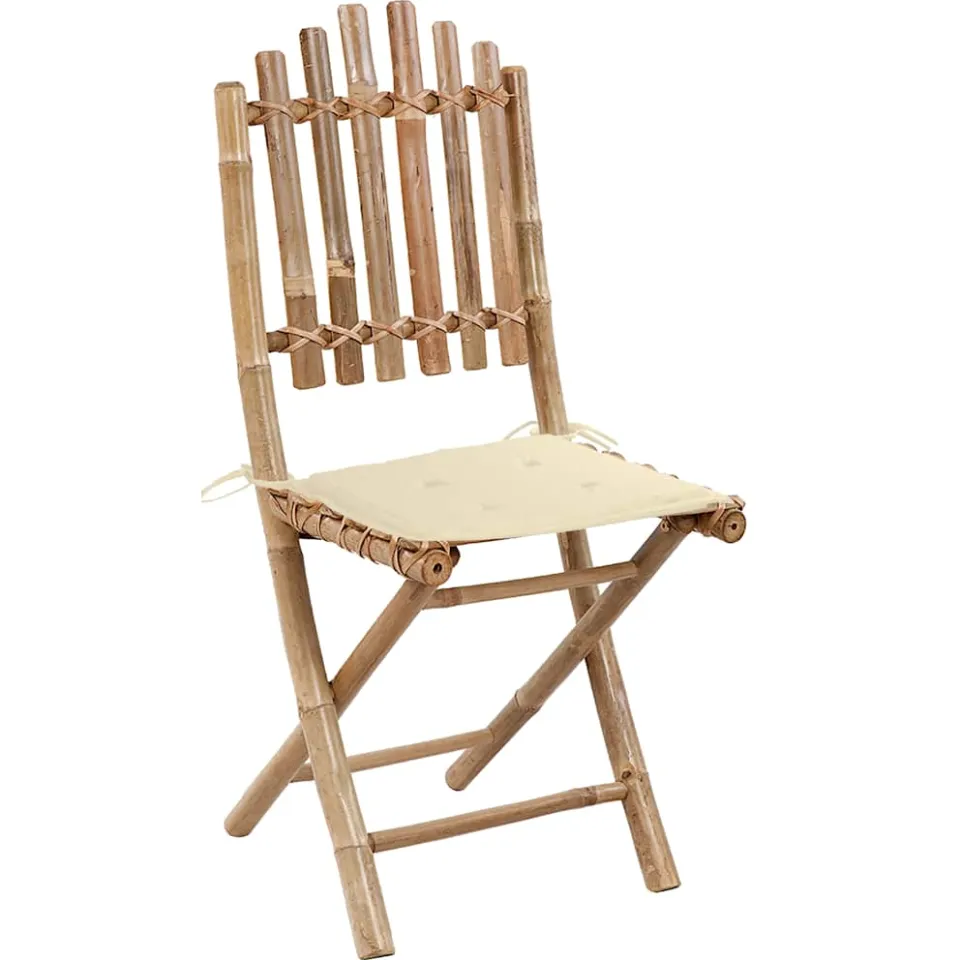 vidaXL 5-delige Tuinset inklapbaar met kussens bamboe crème, foto 3