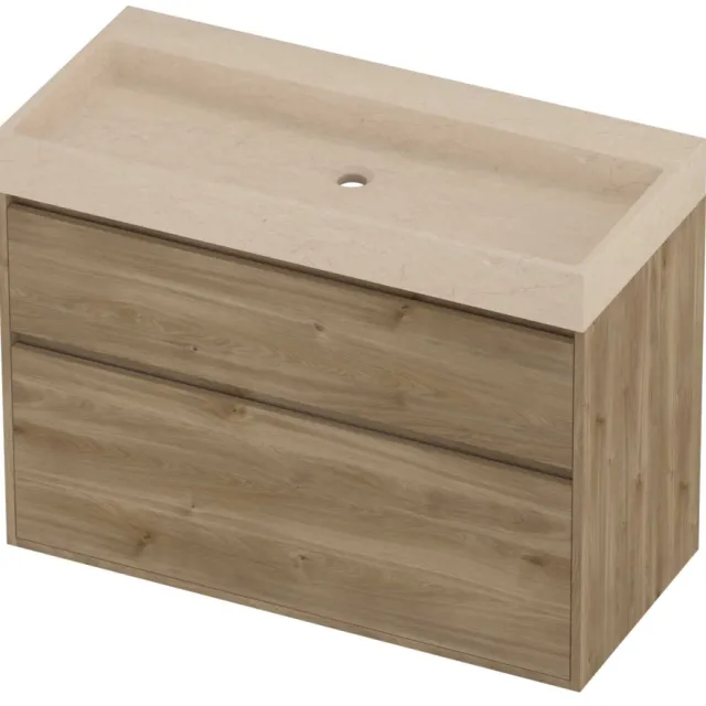 Proline Evoli Badmeubelset Hardsteen Loft 100x46x75 cm Sand Stone Cider Oak Eiken