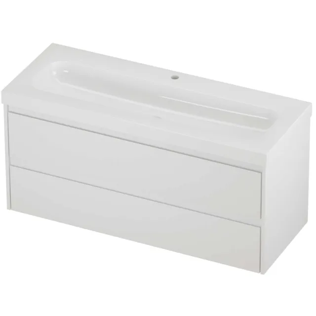 Proline Haga Badmeubelset Polystone Mezza 1 Kraangat 120x46x58 cm Glans Wit Mat Wit