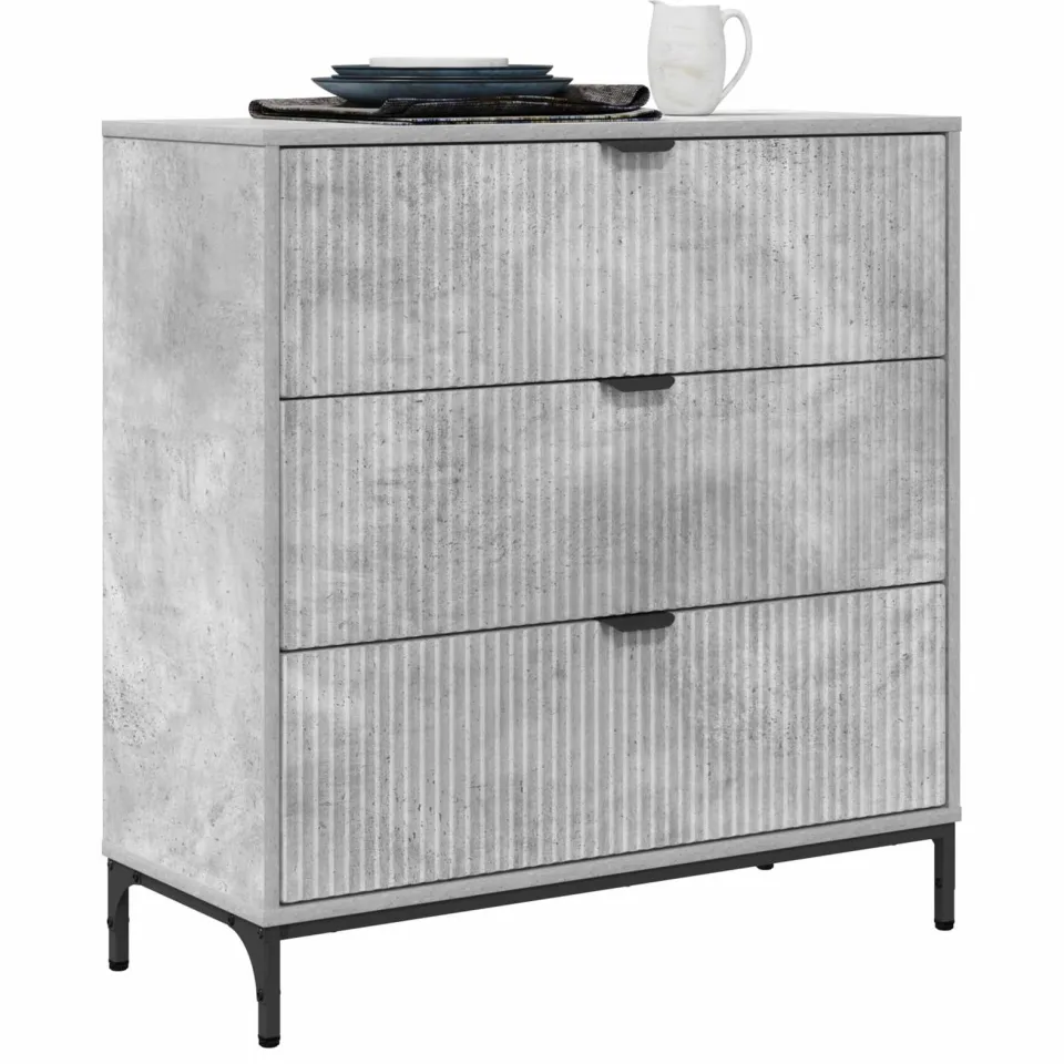vidaXL Dressoir Beton Grijs 79,5 x 33 x 82 cm Bewerkt hout