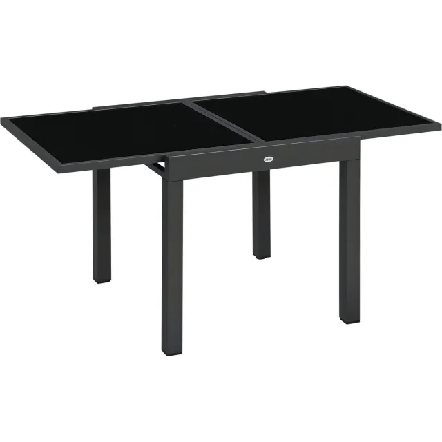 Outsunny uitschuifbare eettafel voor buiten - Aluminium - 160x80x75cm - Grijs, Zwart