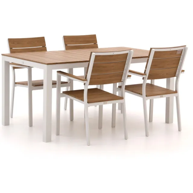 Bellagio tuinmeubelen Bellagio Fidenza 160cm dining tuinset 5-delig stapelbaar Wit
