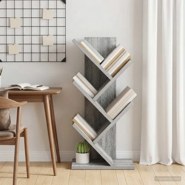 vidaXL Boekenkast in de vorm van een boom 4-vaks 30 x 18 x 60 cm Grijs
