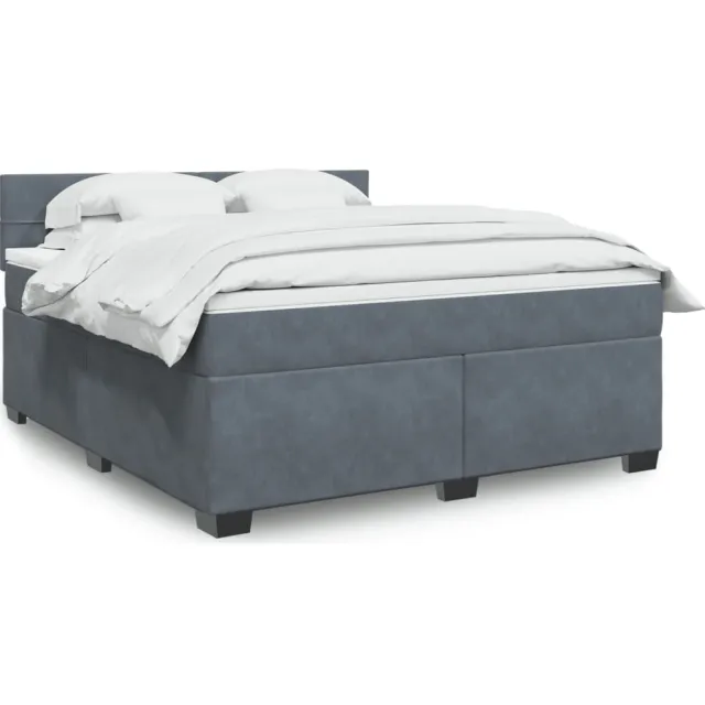 vidaXL Boxspring met matras fluweel donkergrijs 180x200 cm grijs