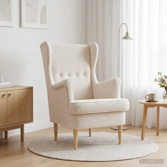 vidaXL Fauteuil Crèmekleurig Bouclé