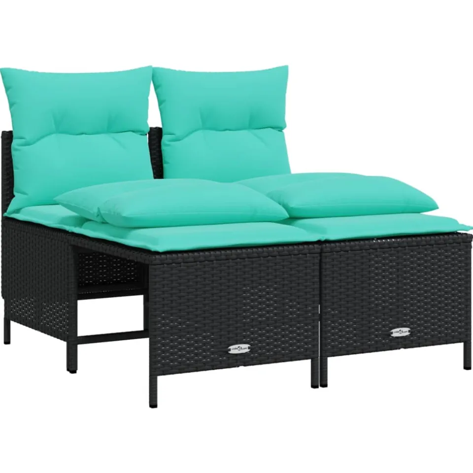 vidaXL 4-delige tuinbankset met kussens, zwart polyrotan, foto 3