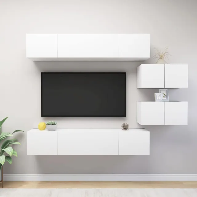 vidaXL 6-delige Tv-meubelset spaanplaat wit, foto 2