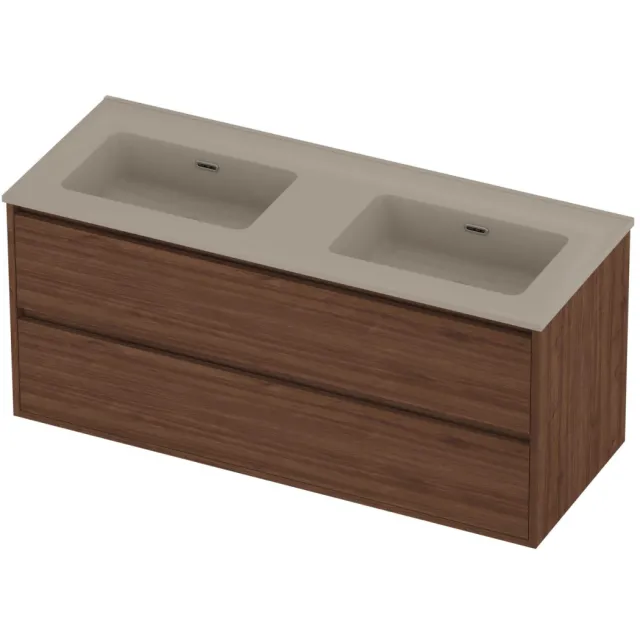 Proline Tribute Badmeubelset Porselein Greeploos 120x46x54 cm Mat Crème Cotton Indian Walnut Houtlook