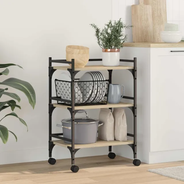 vidaXL Keuken Trolley Sonoma Eiken 50 x 35 x 75,5 cm Bewerkt hout Bruin