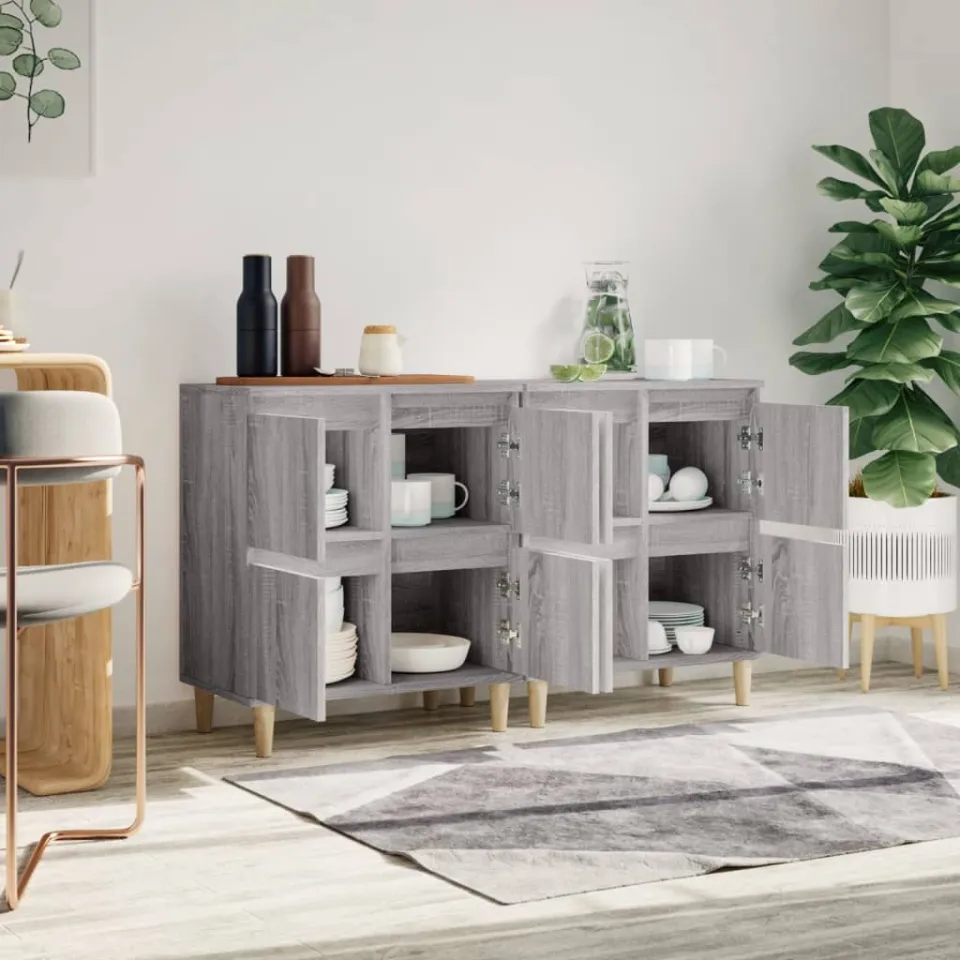 vidaXL Dressoirs 2 st 60x35x70 cm bewerkt hout grijs sonoma eikenkleur, foto 3