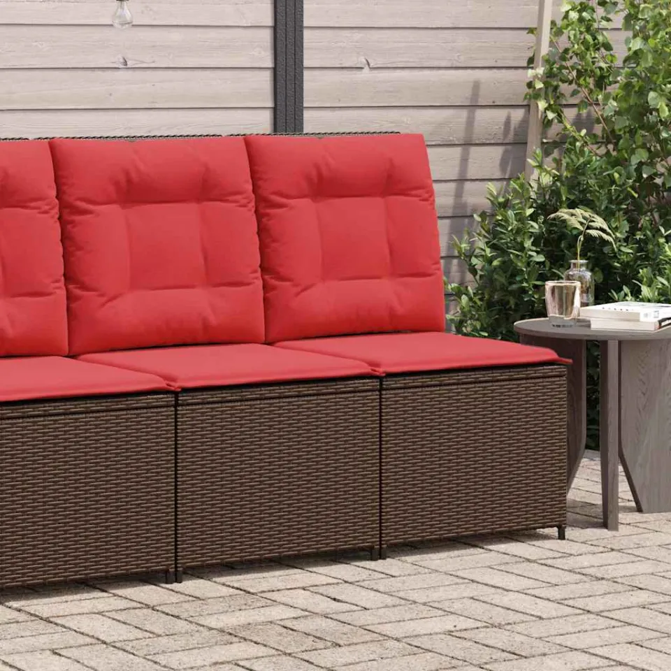 vidaXL Tuinbank Bruin en Rood poly rattan, foto 3