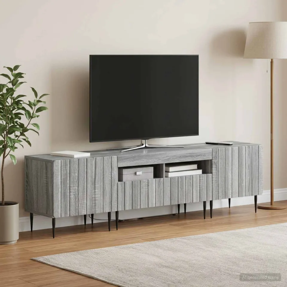 vidaXL 3-delige LED TV-kast ZWOLLE Grijs Sonoma Bewerkt hout, foto 3