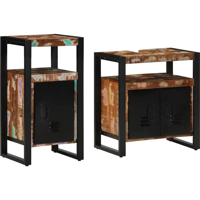 vidaXL Badkamermeubelset 2 st Bruin Massief gerecycled hout