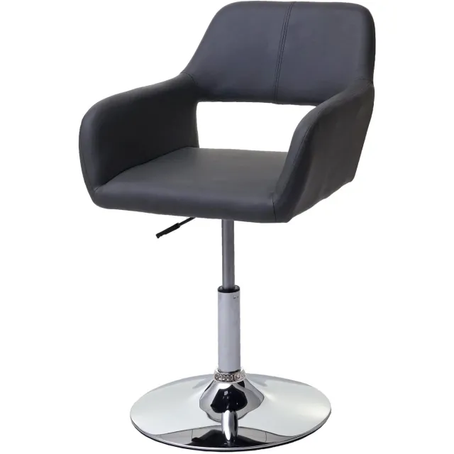 MCW Eetkamerstoel MCW-A50 III, stoel keukenstoel, retro jaren 50, kunstleer ~ grijs, voet chroom