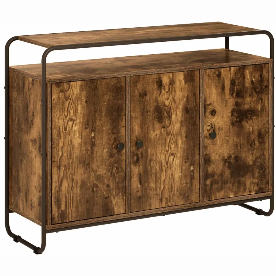 vidaXL Dressoir Gerookt eiken 102 x 35 x 75 cm Bewerkt hout Bruin