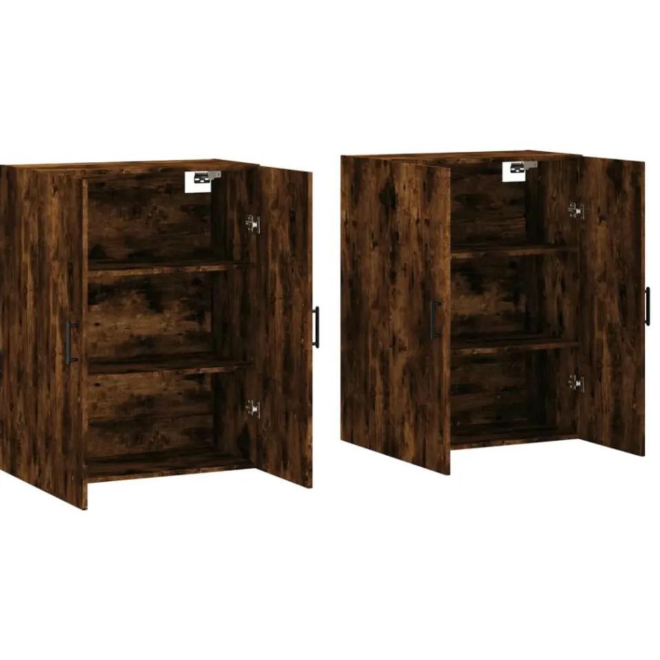 vidaXL Hangkasten 2 st 69,5x34x90 cm gerookt eikenkleurig Bruin