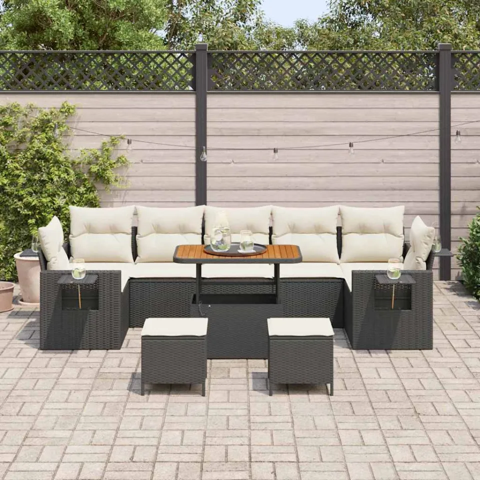 vidaXL Tuin Sofa Set 10 st Zwart poly rattan, foto 3