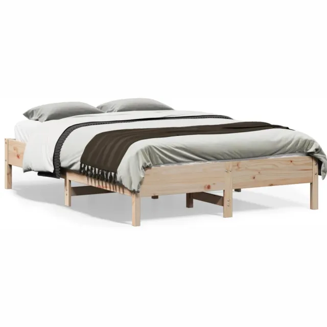 vidaXL Bed Frame Naturel 120 x 190 cm Solid pine wood, Plywood