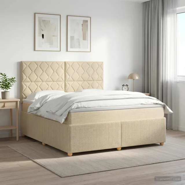 vidaXL Boxspringbed met matras Crèmekleurig 140 x 200 cm Stof