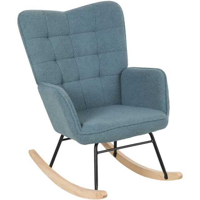 MODENUIT Schommelstoel Fauteuil 98 x 71 x 101 cm - Met Armleuningen - Voor Woonkamer - Stof - Lichtblauw Light Blue