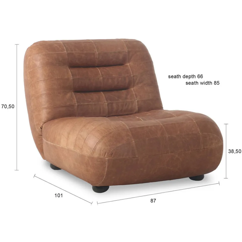 Dutchbone Wyatt Fauteuil Leer Cognac Bruin, foto 5