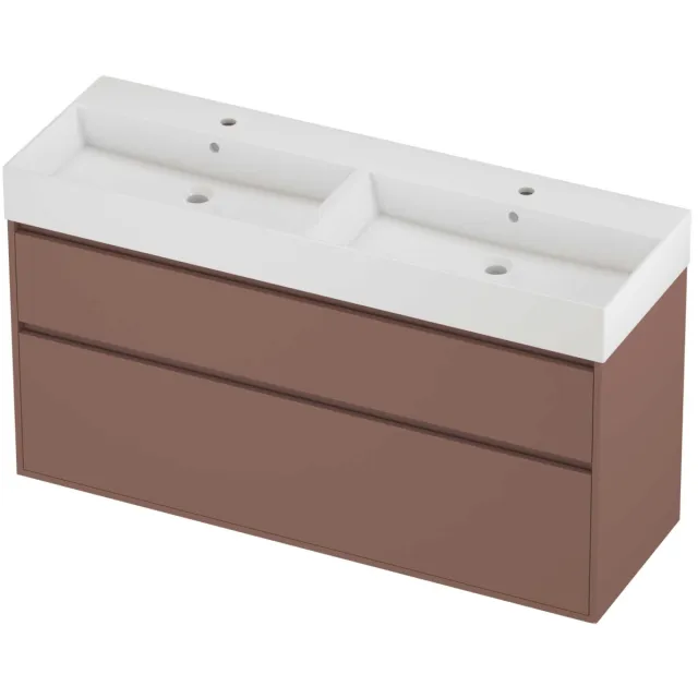 Proline Zara Badmeubelset Porselein Loft 2 Gaten 140x46x78 cm Glans Wit Beauty Blush Rosé Goud