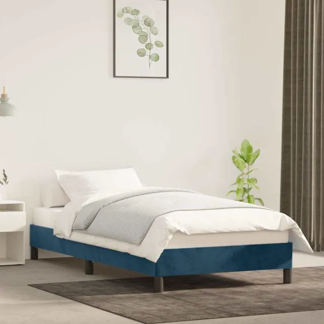 vidaXL Bedframe zonder matras 90x190 cm fluweel donkerblauw
