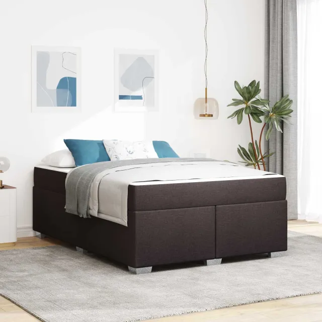 vidaXL Bedframe met matras Donkerbruin 160 x 200 cm Stof