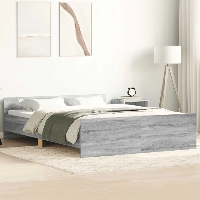 vidaXL Bedframe met hoofd- en voeteneinde grijs sonoma 150x200 cm