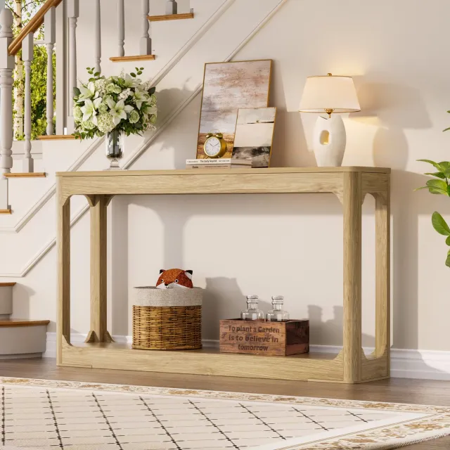 CHICFURN Sidetable 140 cm - Open opbergruimte - Frame - Naturel