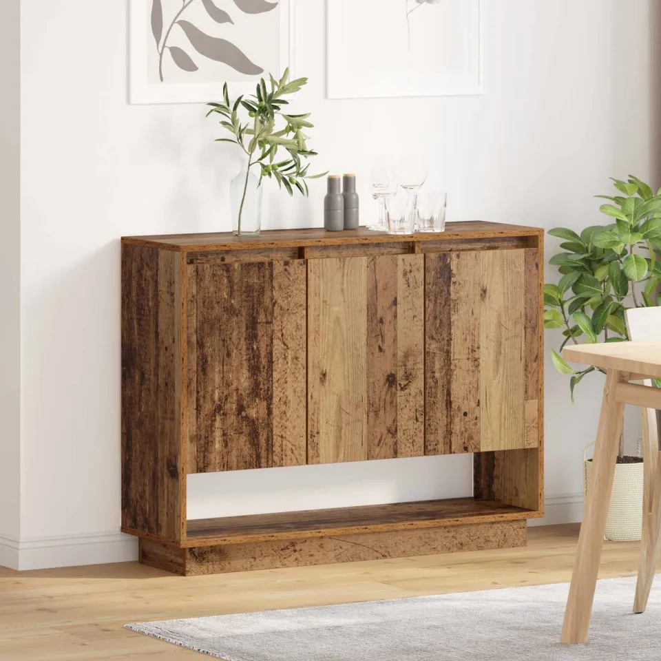 vidaXL Dressoir Oudhout 97 x 29 x 75 cm Bewerkt hout bruin, foto 4